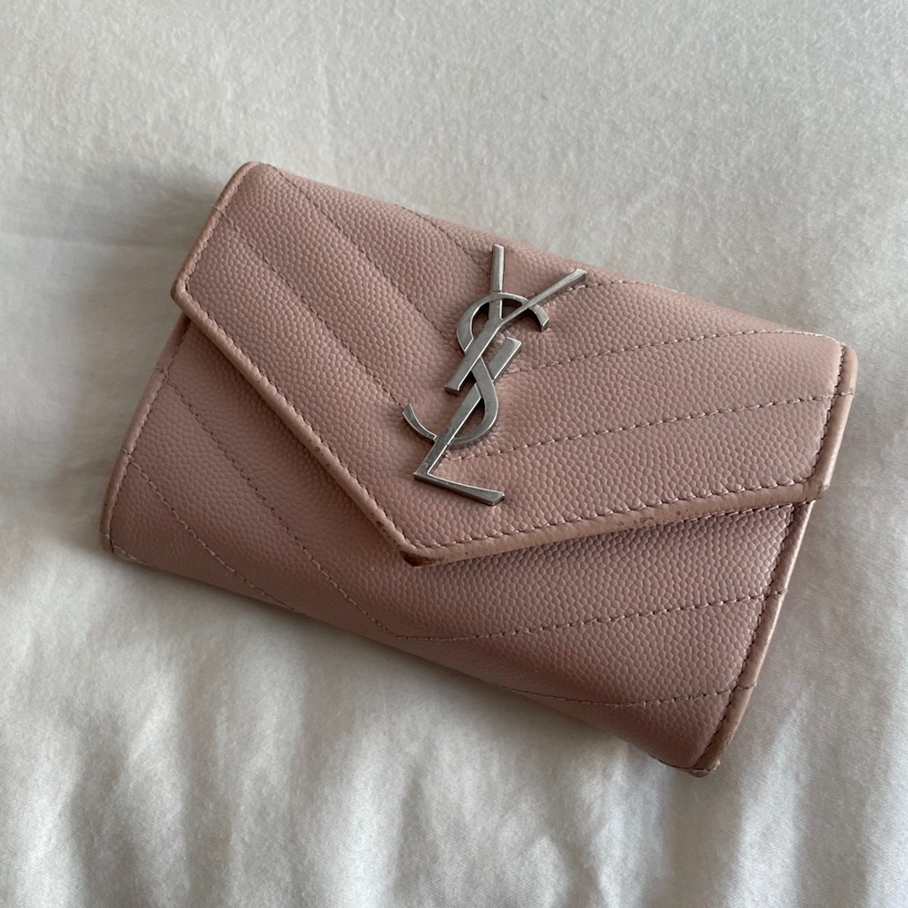 Saint Laurent Monogramme Leather Wallet Pink